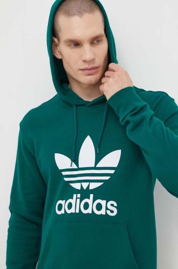 Bavlněná mikina adidas Originals Adicolor Classics Trefoil pánská, zelená barva, s kapucí, s potiskem, IM9407