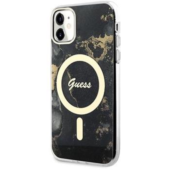 Guess Marble IML MagSafe Kompatibilní Zadní Kryt pro iPhone 11 Black (GUHMN61HTMRSK)