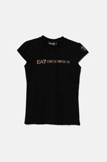 Dětské tričko EA7 Emporio Armani černá barva, 6DFT01 FJQCZ