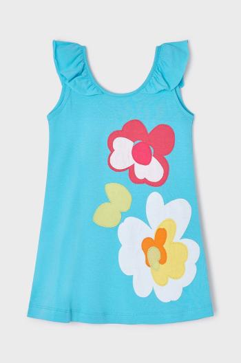 Dětské bavlněné šaty Mayoral tyrkysová barva, mini, jednoduchý