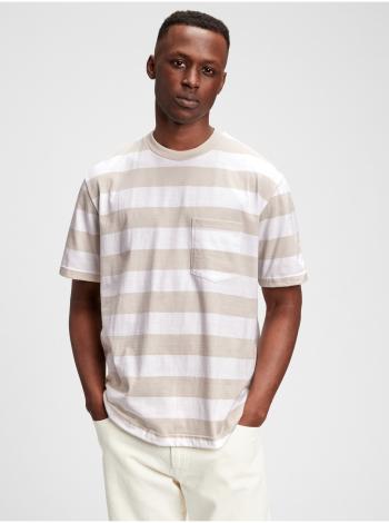 Béžové pánské tričko short sleeve strpe t-shirt