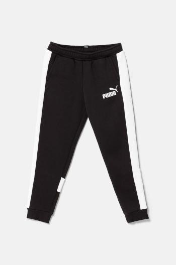 Dětské bavlněné tepláky Puma ESS BLOCK Sweatpants černá barva, 681821