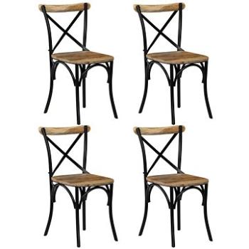 Židle s křížem 4 ks černé masivní mangovníkové dřevo (278773)
