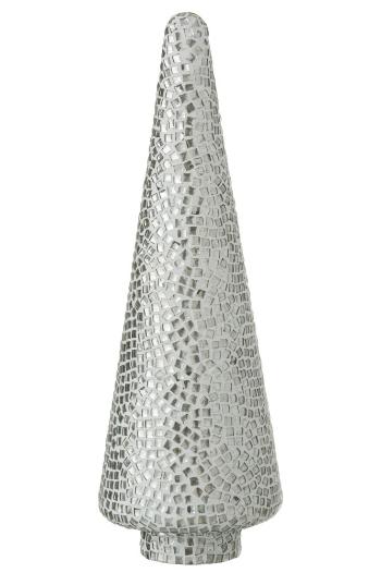 Stříbrno - bílý skleněný stromek  Mosaic - Ø 13*41cm 95266