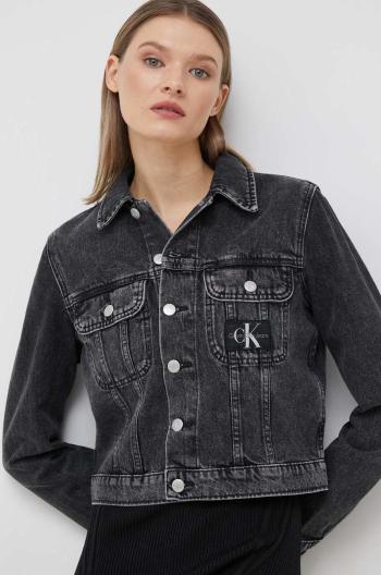 Džínová bunda Calvin Klein Jeans dámská, šedá barva, přechodná