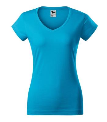 MALFINI Dámské tričko Fit V-neck - Tyrkysová | XL