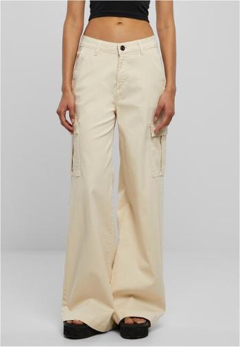 Urban Classics Ladies High Waist Wide Leg Twill Cargo Pants whitesand - 34