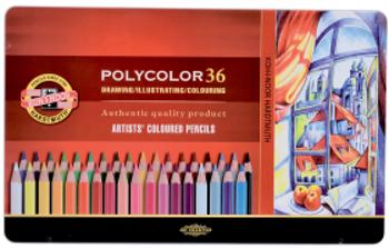 Koh-i-noor pastelky umělecké POLYCOLOR kreslířská sada 36 ks v plechové krabičce