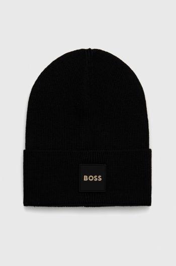 Vlněný klobouk BOSS černá barva
