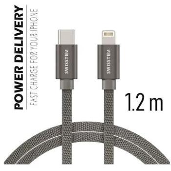 Swissten textilní datový kabel USB-C/Lightning 2m stříbrný (71529202)