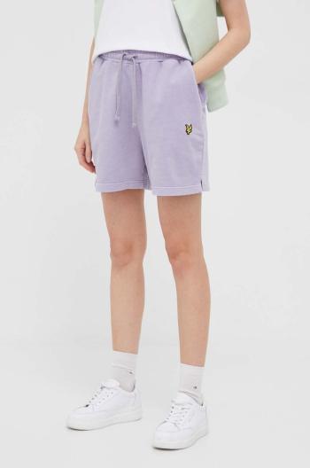 Bavlněné šortky Lyle & Scott fialová barva, hladké, high waist