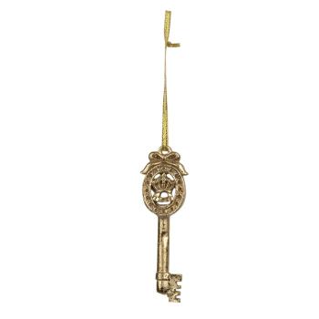 Vánoční závěsný ozdobný zlatý klíč s korunkou - 10*3*1 cm 6PR3404