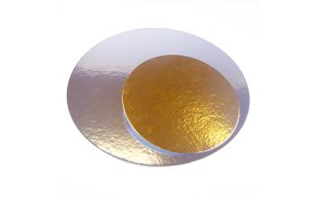 Dortová podložka zlatá a stříbrná (oboustranná) kruh - 35 cm - FunCakes