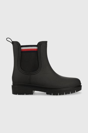 Holínky Tommy Hilfiger Rain Boot Ankle Elastic dámské, černá barva