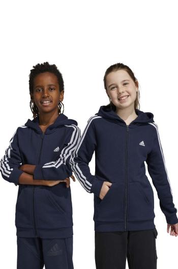 Dětská mikina adidas U 3S FL FZ tmavomodrá barva, s kapucí, hladká