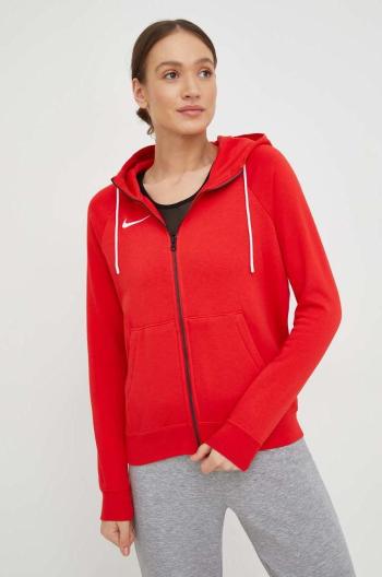 Mikina Nike dámská, červená barva, s kapucí, melanžová