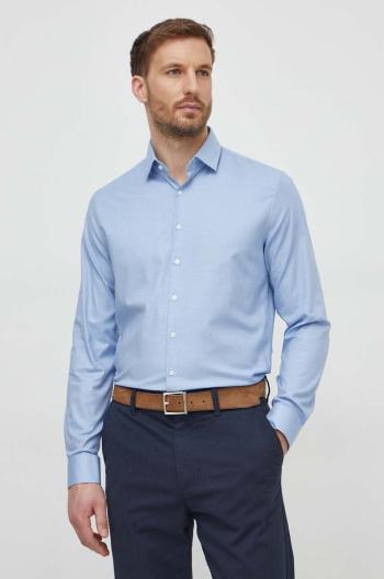 Košile Calvin Klein pánská, tmavomodrá barva, slim, s klasickým límcem, K10K112305