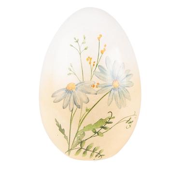 Dekorace keramické vajíčko s modrými květy - 11*11*17 cm 6TE0465