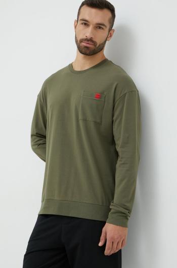 Tričko s dlouhým rukávem HUGO zelená barva