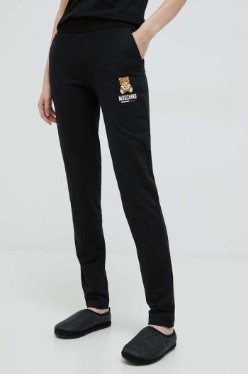 Kalhoty Moschino Underwear černá barva, s potiskem