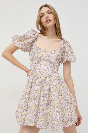 Bavlněné šaty Bardot fialová barva, mini