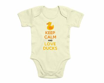 Dětské body krátký rukáv premium Keep calm and love ducks