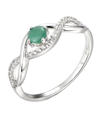 Brilio Silver Okouzlující stříbrný prsten se smaragdem Precious Stone SR00716P 56 mm