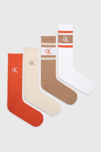 Ponožky Calvin Klein 4-pack pánské, hnědá barva