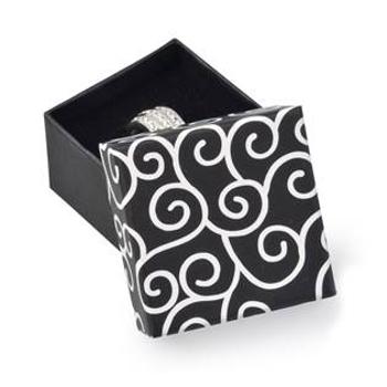 Šperky4U Dárková krabička na prsten černá s ornamenty - KR0195-K