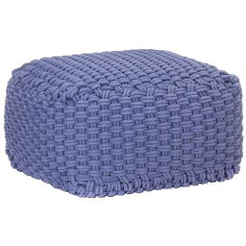 Ručně pletený sedací puf modrý 50 × 50 × 30 cm bavlna