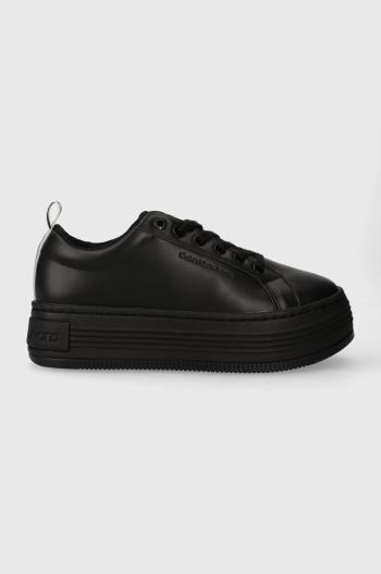 Kožené sneakers boty Calvin Klein Jeans BOLD FLATF LOW LACEUP LTH IN LUM černá barva, YW0YW01309