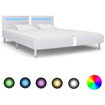 Rám postele s LED světlem bílý umělá kůže 180x200 cm (280855)