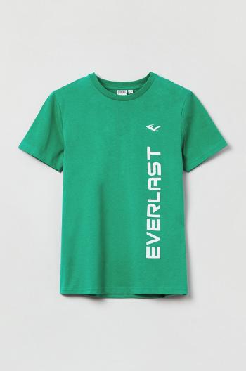 Dětské bavlněné tričko OVS zelená barva, s potiskem
