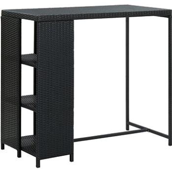 Barový stolek s úložným regálem černý 120x60x110 cm polyratan (313476)