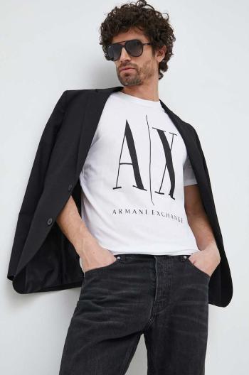 Bavlněné tričko Armani Exchange Bílá barva, s potiskem