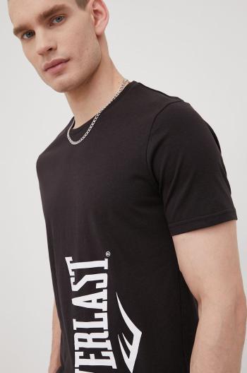 Bavlněné tričko Everlast černá barva, s potiskem