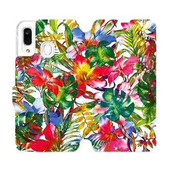 Flipové pouzdro na mobil Samsung Galaxy A40 - MG07S Pestrobarevné květy a listy (5903226864119)