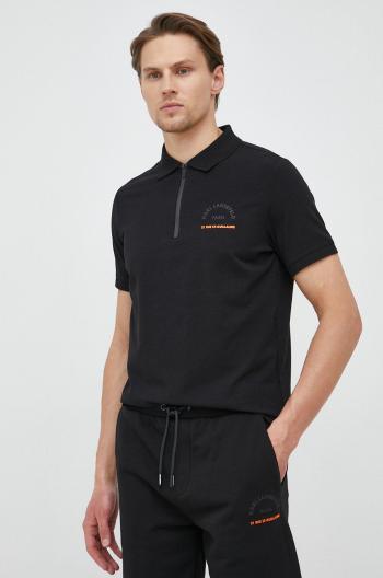 Polo tričko Karl Lagerfeld černá barva, s potiskem