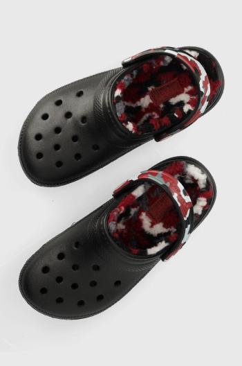 Pantofle Crocs Classic Lined Camo Clog dámské, černá barva
