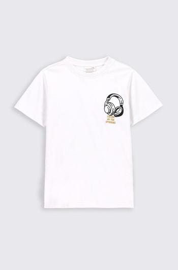 Dětské bavlněné tričko Coccodrillo bílá barva, s potiskem