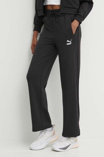 Tepláky Puma T7 High Waist Pant černá barva, hladké, 624212