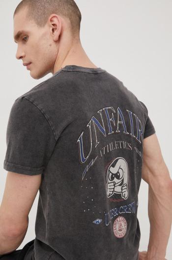 Bavlněné tričko Unfair Athletics šedá barva, s potiskem