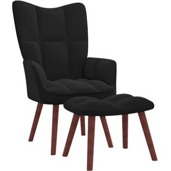 Relaxační křeslo se stoličkou černé samet, 328068 (328068)