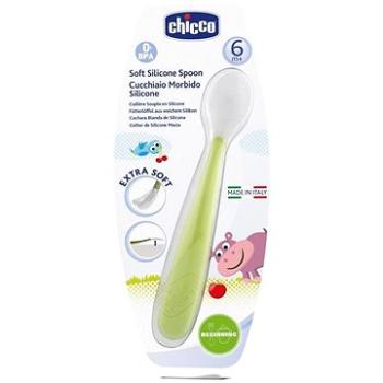 Chicco lžička silikon Soft 6 m+, zelená (8058664031801)