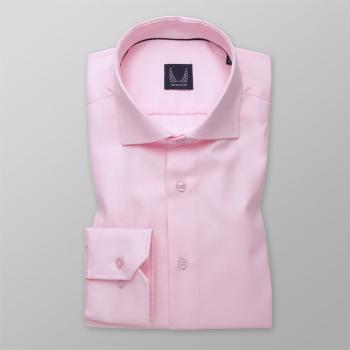 Pánská slim fit košile růžová s jemným pruhovaným vzorem 14718 176-182 / L (41/42)