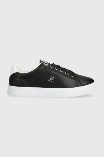 Kožené sneakers boty Tommy Hilfiger ESSENTIAL ELEVATED COURT SNEAKER černá barva, FW0FW07685