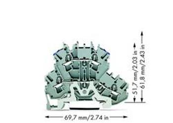 Dvojitá svorka stínícího vedení WAGO 2002-2218, osazení: N, pružinová svorka, 5.20 mm, šedá, 50 ks