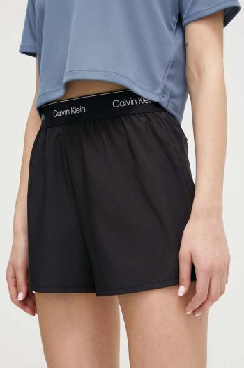 Tréninkové šortky Calvin Klein Performance černá barva, s potiskem, high waist