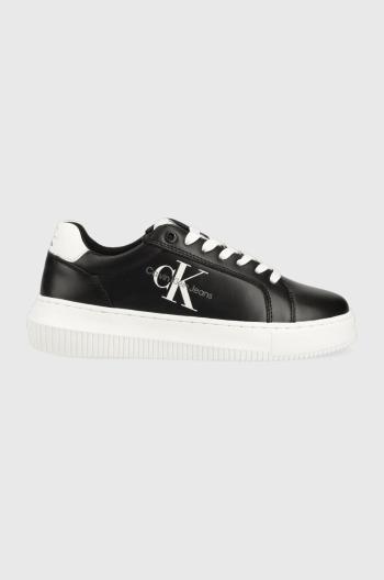 Kožené sneakers boty Calvin Klein Jeans CHUNKY CUPSOLE MONO LTH WN černá barva, YW0YW00823