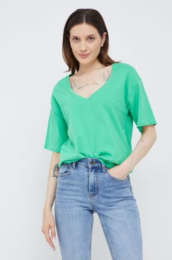 Bavlněné tričko Vero Moda zelená barva
